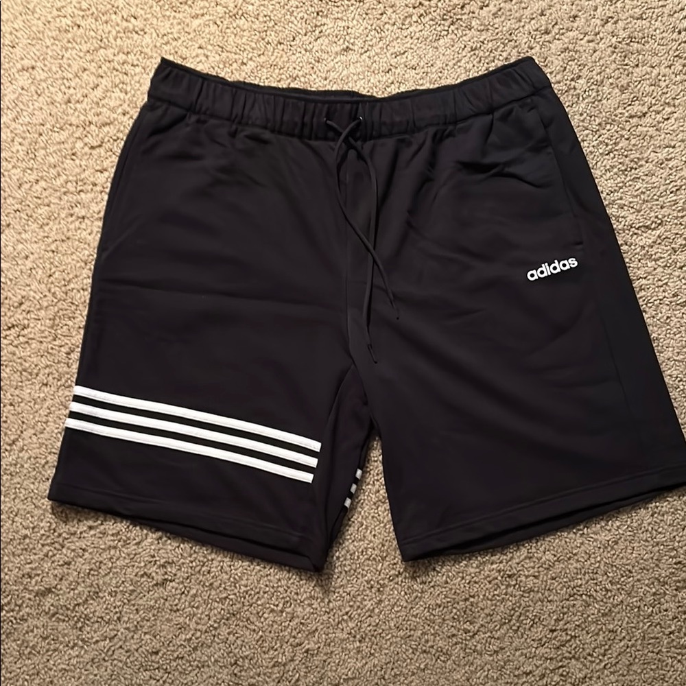 Adidas Men's Black Athletic Shorts with White Stripes
